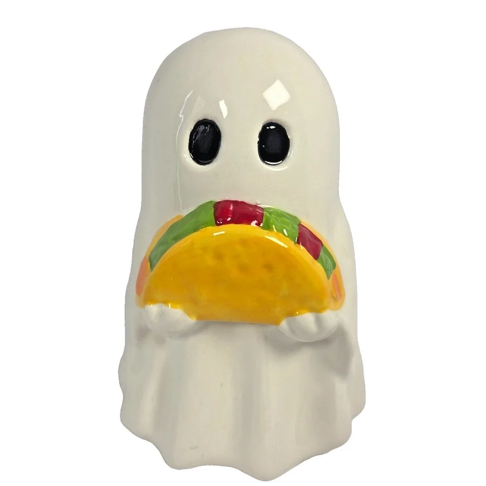 Unbranded Ghost Figurine Halloween 8in White New Taco Spooky Ceramic Decor